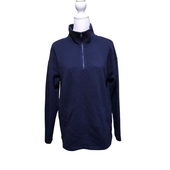 L.L. Bean Quilted 1/4 Zip Pullover Women's Navy Size M Outdoor Hiking Athleisure - Picture 1 of 7
